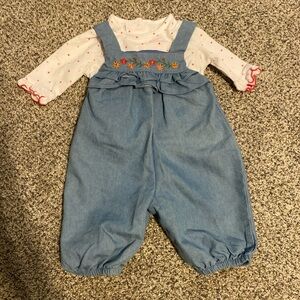 Good Lad Blue Denim Overalls with White Top
